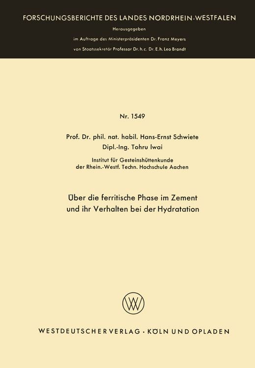 Produktbild: &Uuml;ber die ferritische Phase im Zement und ihr Verhalten bei der Hydratation