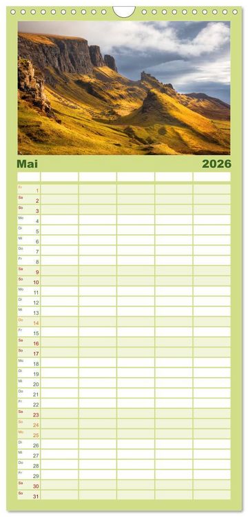 Produktbild: Familienplaner 2026 - Schottland zum Verlieben mit 5 Spalten (Wandkalender, 21 x 45 cm) CALVENDO