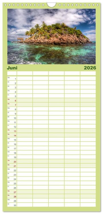 Produktbild: Familienplaner 2026 - Die Westindischen Inseln - Bahamas mit 5 Spalten (Wandkalender, 21 x 45 cm) CALVENDO