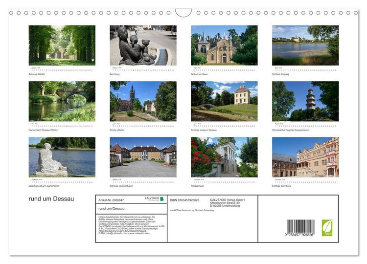 Produktbild: rund um Dessau (Wandkalender 2026 DIN A3 quer), CALVENDO Monatskalender