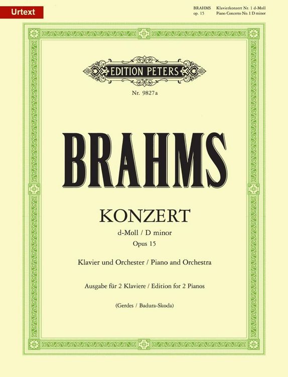Produktbild: Konzert Nr. 1 d-Moll op. 15 f&uuml;r Klavier und Orchester, Ausgabe f&uuml;r 2 Klaviere