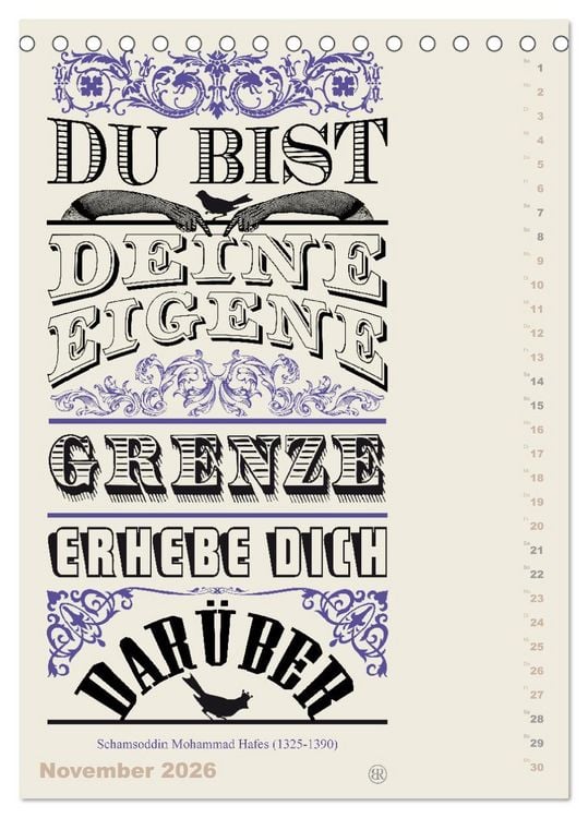 Produktbild: Die sch&ouml;nsten Lebensweisheiten Typo - Kalender (Tischkalender 2026 DIN A5 hoch), CALVENDO Monatskalender