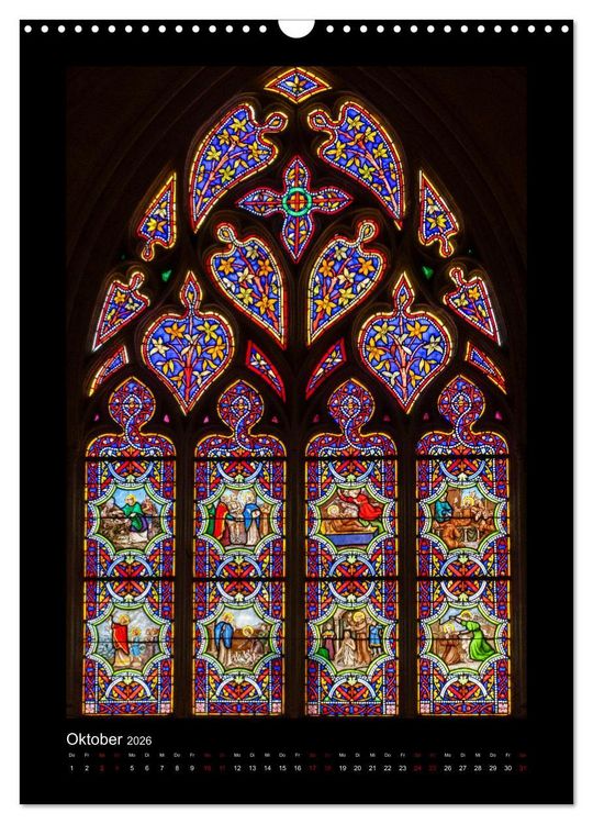 Produktbild: Kirchenfenster - Sakrale Glaskunst (Wandkalender 2026 DIN A3 hoch), CALVENDO Monatskalender