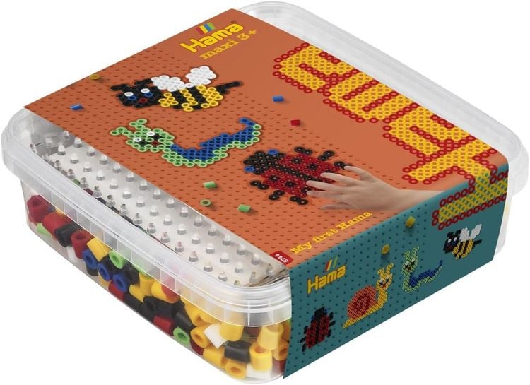 Produktbild: Hama 8744 - My first Hama Bügelperlen Maxi 3+, Box mit ca. 600 Stück, Stiftplatte und Zubehör, Gartenmotive