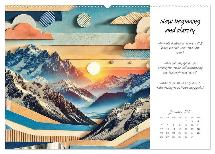 Produktbild: More confidence in 12 months - Collages with reflection questions for a stronger self (Wall Calendar 2026 DIN A2 landscape), CALVENDO 12 Month Wall Calendar