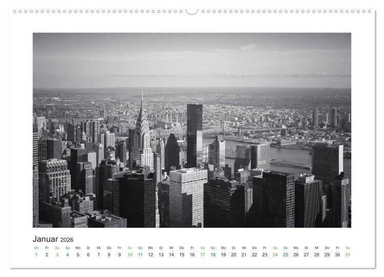 Produktbild: New York in schwarz weiss (Wandkalender 2026 DIN A2 quer), CALVENDO Monatskalender