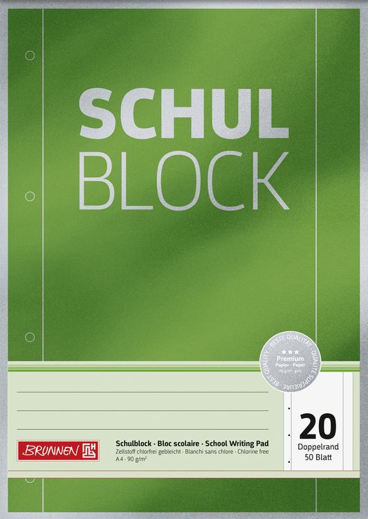Produktbild: Brunnen Schulbl A4 90g 50Bl unlin.Rand Premium