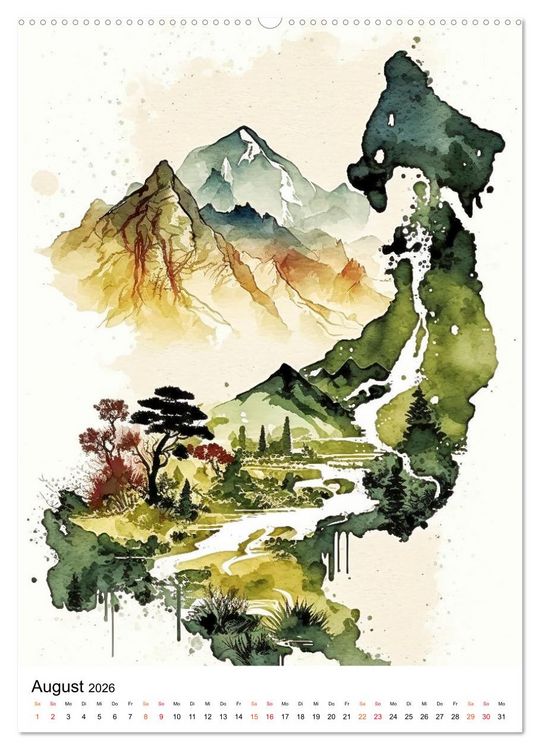 Produktbild: China - Aquarellmalerei (hochwertiger Premium Wandkalender 2026 DIN A2 hoch), Kunstdruck in Hochglanz
