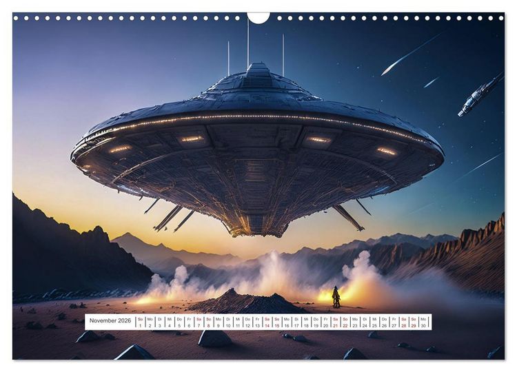 Produktbild: Fliegende Untertasse - Die gro&szlig;e Fantasiereise (Wandkalender 2026 DIN A3 quer), CALVENDO Monatskalender