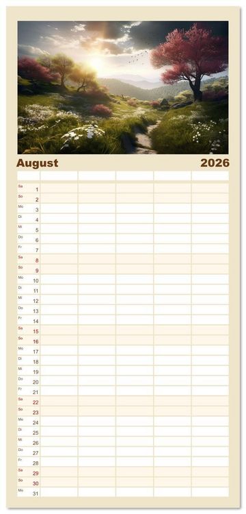 Produktbild: Familienplaner 2026 - Himmlische Landschaften des Lichts mit 5 Spalten (Wandkalender, 21 x 45 cm) CALVENDO