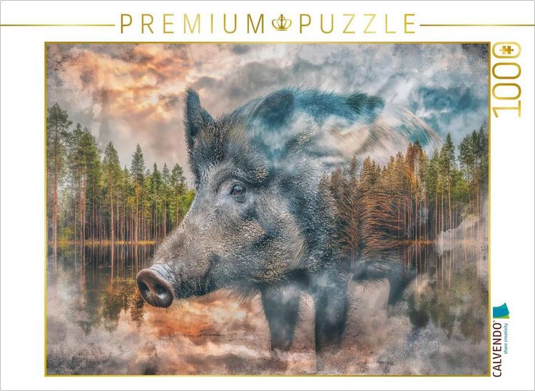 Produktbild: CALVENDO Puzzle Wildschwein | 1000 Teile Lege-Gr&ouml;&szlig;e 64x48cm Foto-Puzzle f&uuml;r gl&uuml;ckliche Stunden