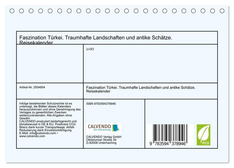 Produktbild: Faszination T&uuml;rkei. Traumhafte Landschaften und antike Sch&auml;tze. Reisekalender (Tischkalender 2027 DIN A5 quer), CALVENDO Monatskalender