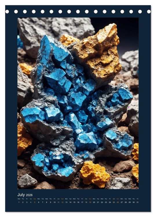 Produktbild: Fantastic Minerals - Mysterious Treasures (Desk Calendar 2026 DIN A5 portrait), CALVENDO 12 Month DeskCalendar