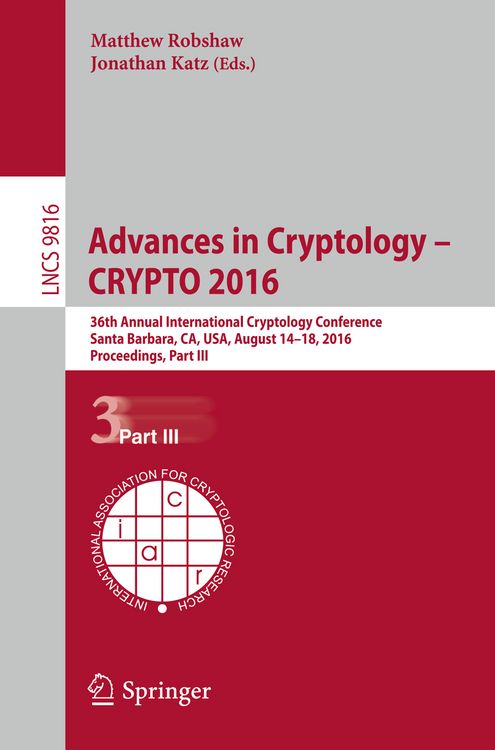 Produktbild: Advances in Cryptology &ndash; CRYPTO 2016