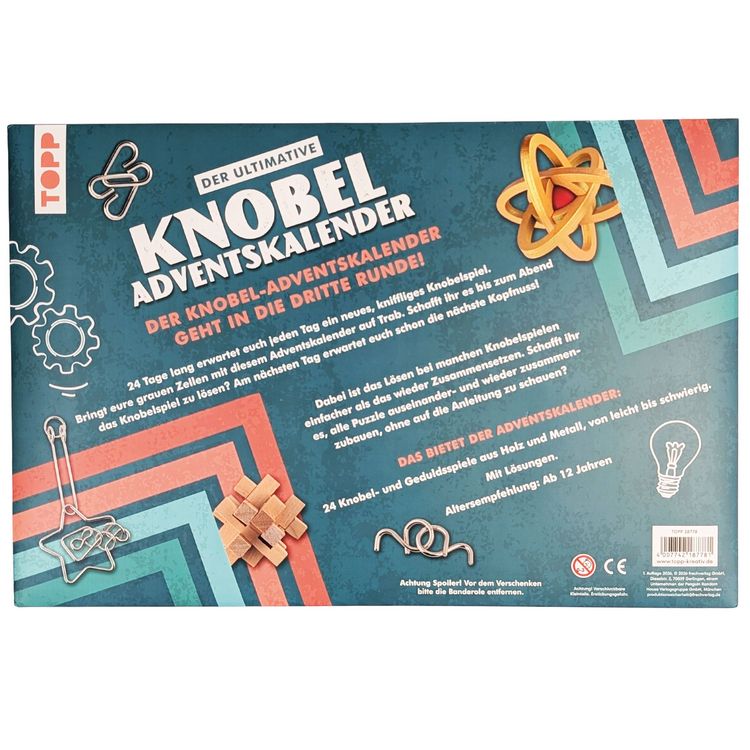 Produktbild: Der ultimative Knobelspiel-Adventskalender &ndash; Die besten IQ-Puzzles und Geduldsspiele f&uuml;r 24 Tage