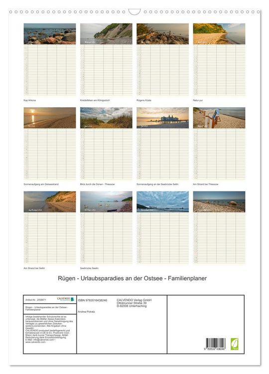 Produktbild: R&uuml;gen - Urlaubsparadies an der Ostsee - Familienplaner (Wandkalender 2026 DIN A2 hoch), CALVENDO Monatskalender