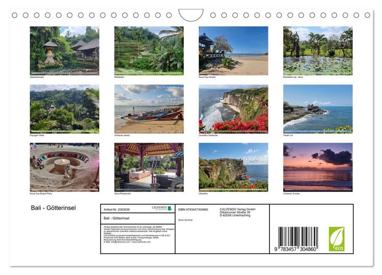 Produktbild: Bali - G&ouml;tterinsel (Wandkalender 2026 DIN A4 quer), CALVENDO Monatskalender