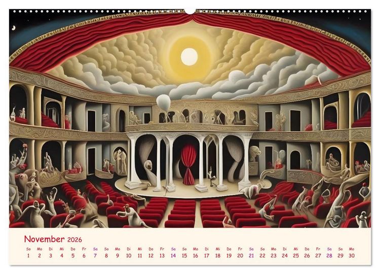 Produktbild: Absurdes Theater - In surrealen Traumwelten versinken (hochwertiger Premium Wandkalender 2026 DIN A2 quer), Kunstdruck in Hochglanz