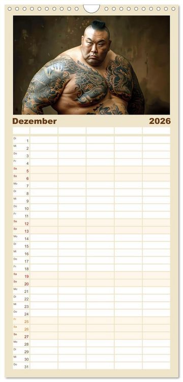 Produktbild: Familienplaner 2026 - Sumo - Japans schwere Ringer mit 5 Spalten (Wandkalender, 21 x 45 cm) CALVENDO
