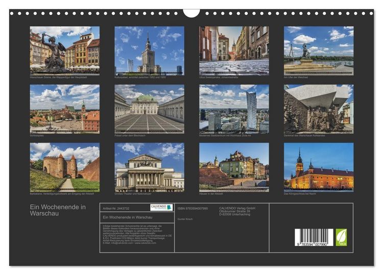 Produktbild: Ein Wochenende in Warschau (Wandkalender 2027 DIN A3 quer), CALVENDO Monatskalender