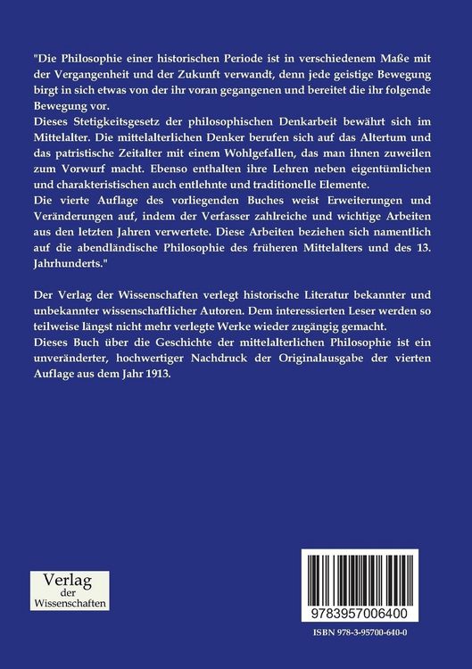 Produktbild: Geschichte der mittelalterlichen Philosophie