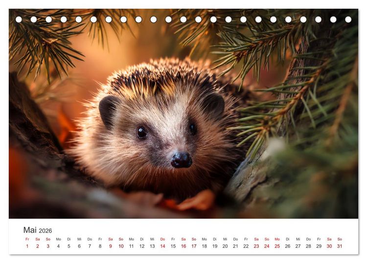 Produktbild: Rund, stachlig, munter - Ein Jahr mit Igeln (Tischkalender 2026 DIN A5 quer), CALVENDO Monatskalender
