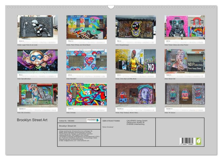 Produktbild: Brooklyn Street Art (Wandkalender 2026 DIN A2 quer), CALVENDO Monatskalender