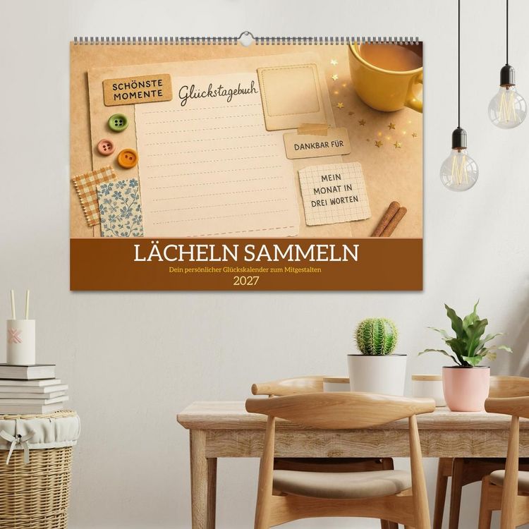 Produktbild: L&auml;cheln sammeln - Dein pers&ouml;nlicher Gl&uuml;ckskalender zum Mitgestalten (Wandkalender 2027 DIN A2 quer), CALVENDO Monatskalender