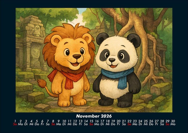 Produktbild: Buschi und Pippin - Abenteuer in Asien 2026 Fotokalender DIN A4