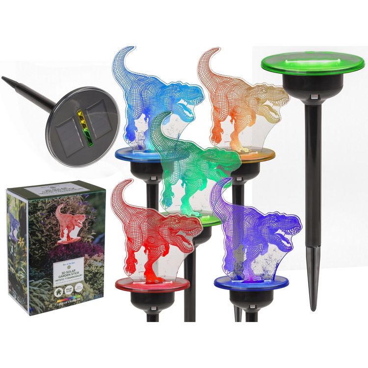 Produktbild: 3D Solar Garden Stick Mystic Tyrannosaur mit Farbwechsel-LED 45cm