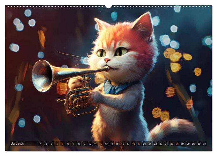 Produktbild: Cat dog music band (Wall Calendar 2026 DIN A2 landscape), CALVENDO 12 Month Wall Calendar
