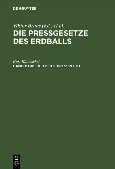 Produktbild: Das Deutsche Pre&szlig;recht