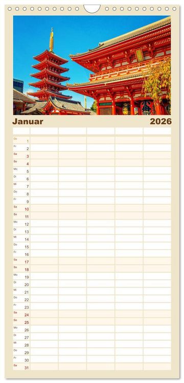 Produktbild: Familienplaner 2026 - Tokio - Tradition und Moderne mit 5 Spalten (Wandkalender, 21 x 45 cm) CALVENDO