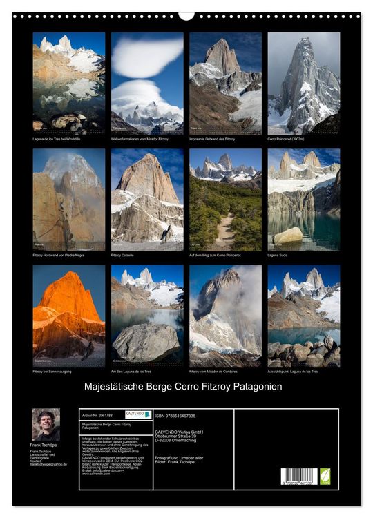 Produktbild: Majest&auml;tische Berge Cerro Fitzroy Patagonien (Wandkalender 2026 DIN A2 hoch), CALVENDO Monatskalender