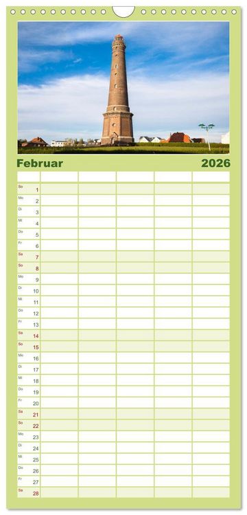 Produktbild: Familienplaner 2026 - Meine Insel Borkum mit 5 Spalten (Wandkalender, 21 x 45 cm) CALVENDO
