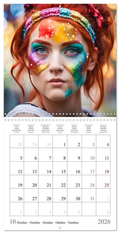 Produktbild: Facial colours - Artistic AI portraits (Wall Calendar 2026 12 &times; 12 Inch) CALVENDO 12 Month Wall Calendar
