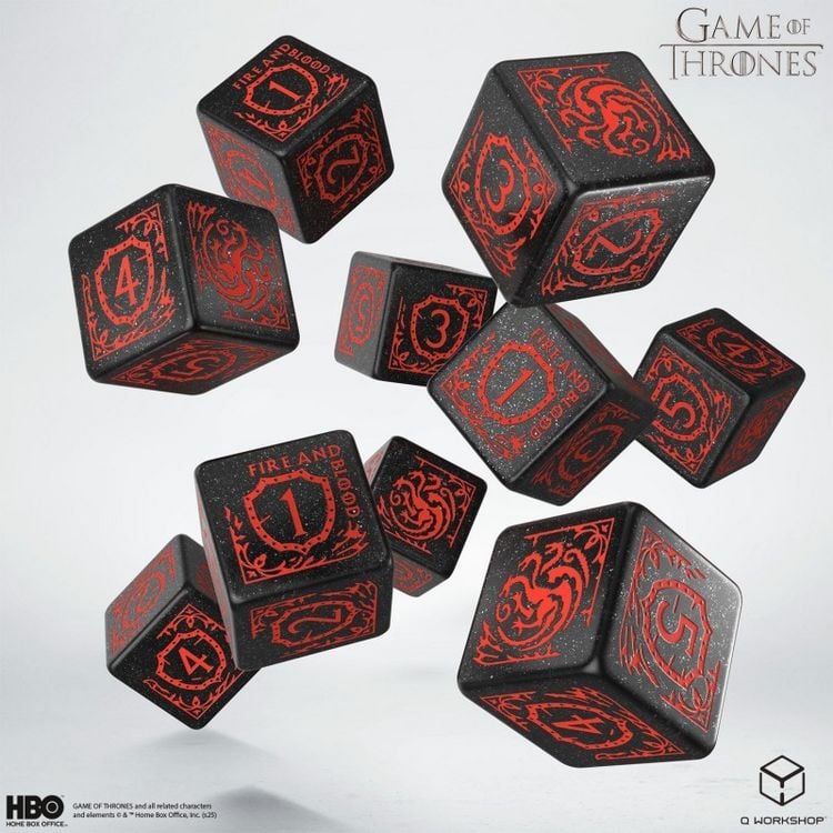 Produktbild: Q-Workshop QWO97720 - Game of Thrones, Targaryen 10xD6 Dice Set