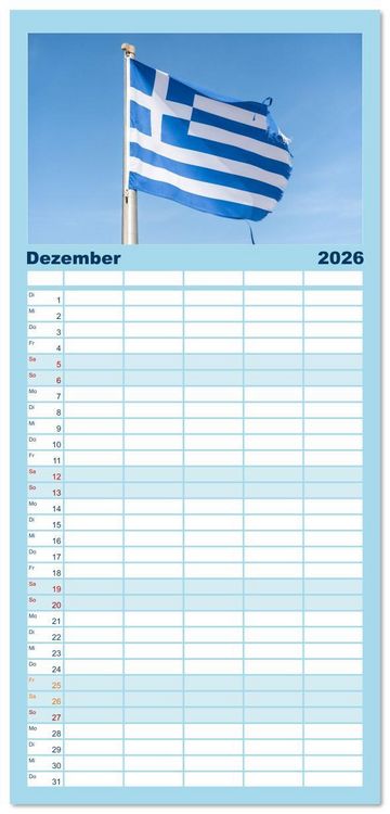 Produktbild: Familienplaner 2026 - Griechenland - Mykonos Kalender mit 5 Spalten (Wandkalender, 21 x 45 cm) CALVENDO
