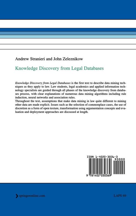 Produktbild: Knowledge Discovery from Legal Databases