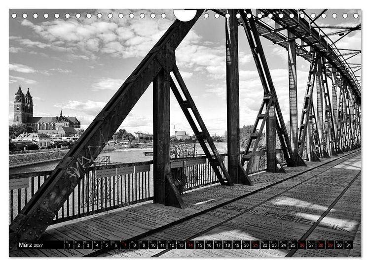 Produktbild: Magdeburg in Schwarz - Wei&szlig; (Wandkalender 2027 DIN A4 quer), CALVENDO Monatskalender