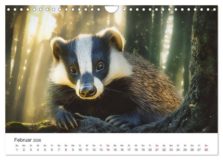 Produktbild: Stur, stark, sympathisch - Der Dachs - Kalender (Wandkalender 2026 DIN A4 quer), CALVENDO Monatskalender
