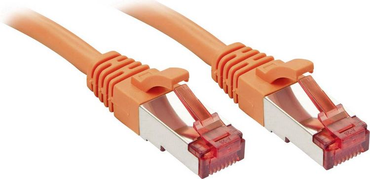 Produktbild: LINDY 47806 RJ45 Patchkabel CAT 6 S/FTP 0.50 m Orange mit Rastnasenschutz 1 St.