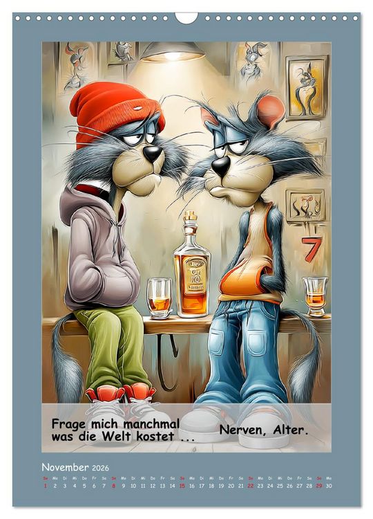Produktbild: Kratzige Kerle. Trockener Katzenhumor vom Feinsten (Wandkalender 2026 DIN A3 hoch), CALVENDO Monatskalender