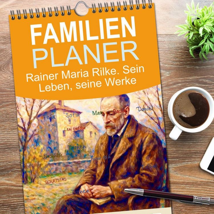 Produktbild: Familienplaner 2026 - Rainer Maria Rilke. Sein Leben, seine Werke mit 5 Spalten (Wandkalender, 21 x 45 cm) CALVENDO