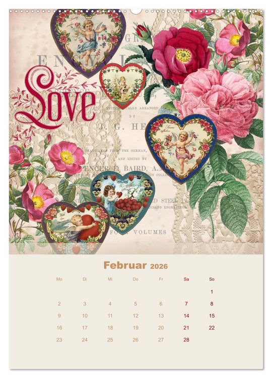 Produktbild: Rosencollagen mit Rosen von Pierre-Joseph Redout&eacute; (hochwertiger Premium Wandkalender 2026 DIN A2 hoch), Kunstdruck in Hochglanz