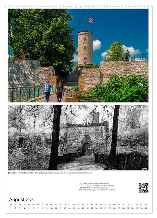 Produktbild: Bielefelder Fotomotive heute und damals mit historischen Ereignissen (Wandkalender 2026 DIN A2 hoch), CALVENDO Monatskalender