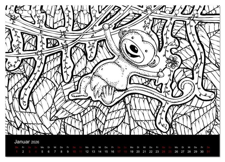 Produktbild: Bezaubernde Mini-Monster - Ein Ausmal-Kalender (Tischkalender 2026 DIN A5 quer), CALVENDO Monatskalender