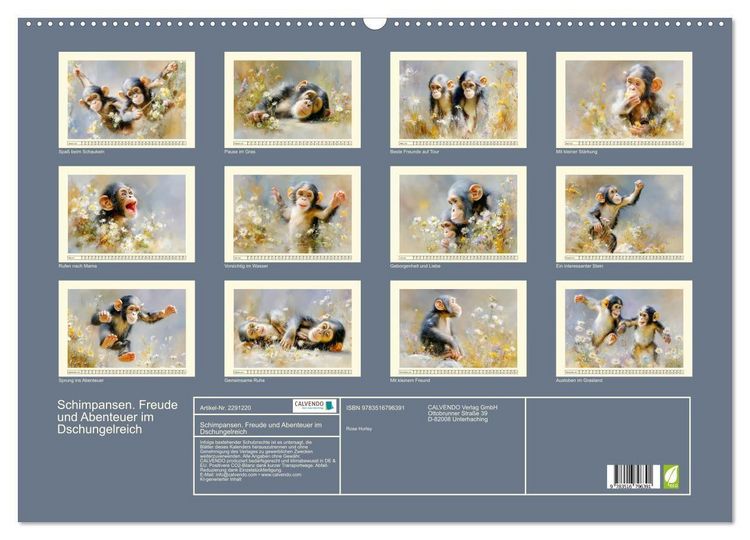 Produktbild: Schimpansen. Freude und Abenteuer im Dschungelreich (Wandkalender 2027 DIN A2 quer), CALVENDO Monatskalender