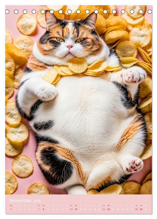 Produktbild: FETTE KATZEN - Foodporn auf vier Pfoten (Tischkalender 2026 DIN A5 hoch), CALVENDO Monatskalender