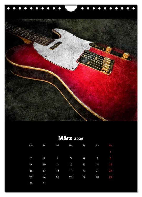 Produktbild: Vintage Gitarren (Wandkalender 2026 DIN A4 hoch), CALVENDO Monatskalender
